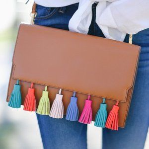 REBECCA MINKOFF COLORFUL TASSEL CROSSBODY